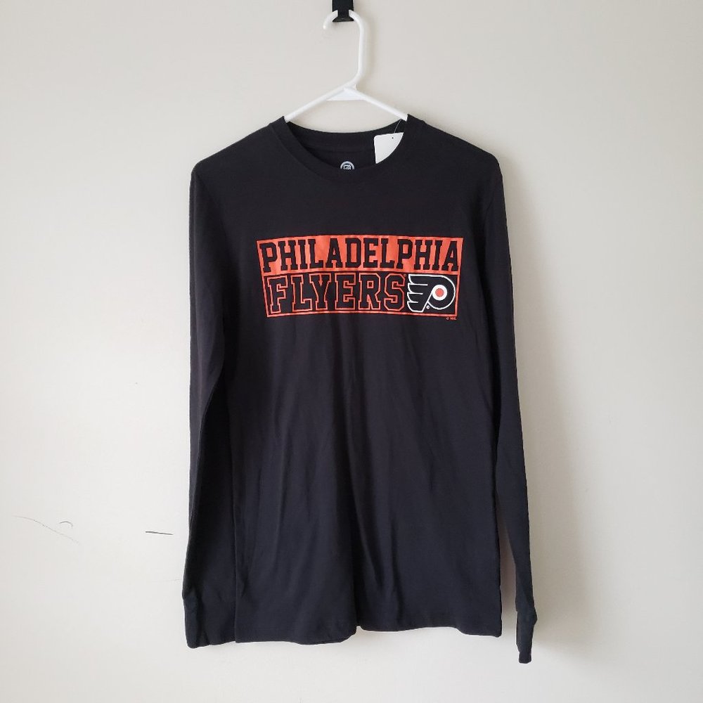 Philadelphia Flyers Long Sleeve T-Shirt Tee Mens Small Black NHL Hockey NWT